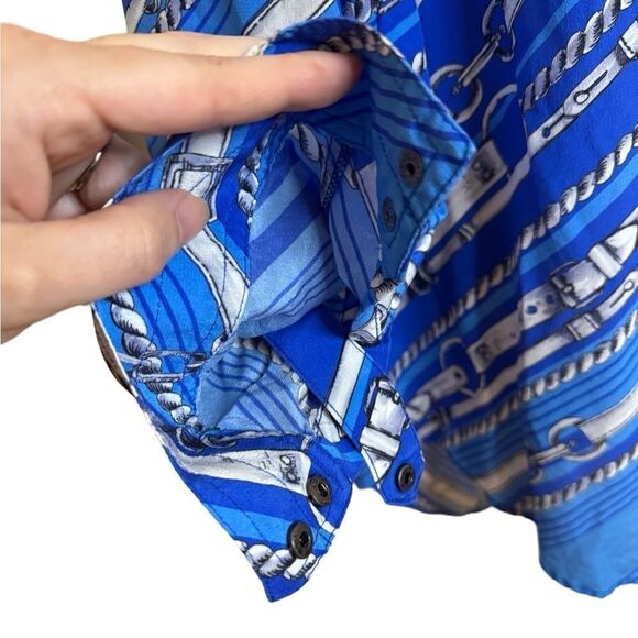 Tyler Boe 100% Silk Chain Print Tina Blouse - Picture 7 of 11